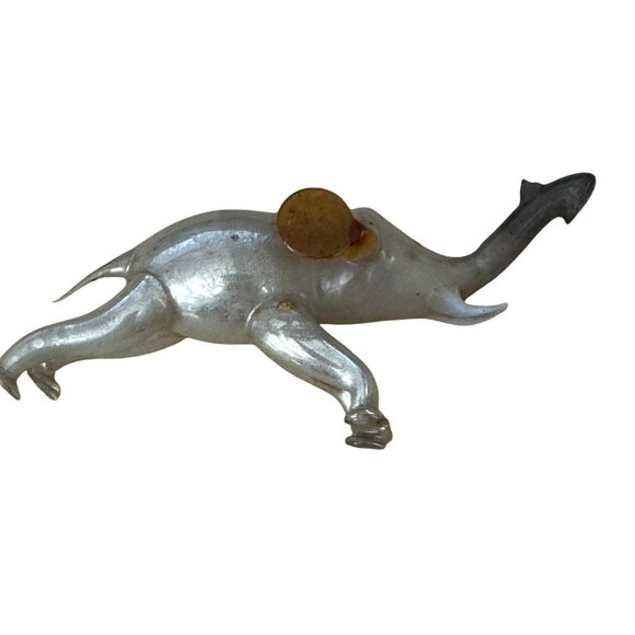 Antique Blown Glass Elephant Ornament Lauscha Germany Bimini Style Clear/Brown 4 - Picture 5 of 6